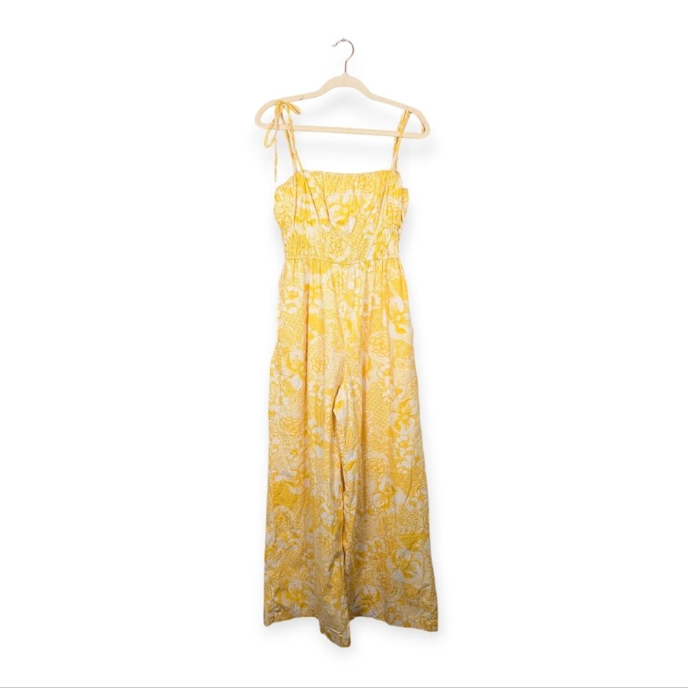 Slate & Willow Yellow Floral Wide Leg Summer Jumpsuit Size 8